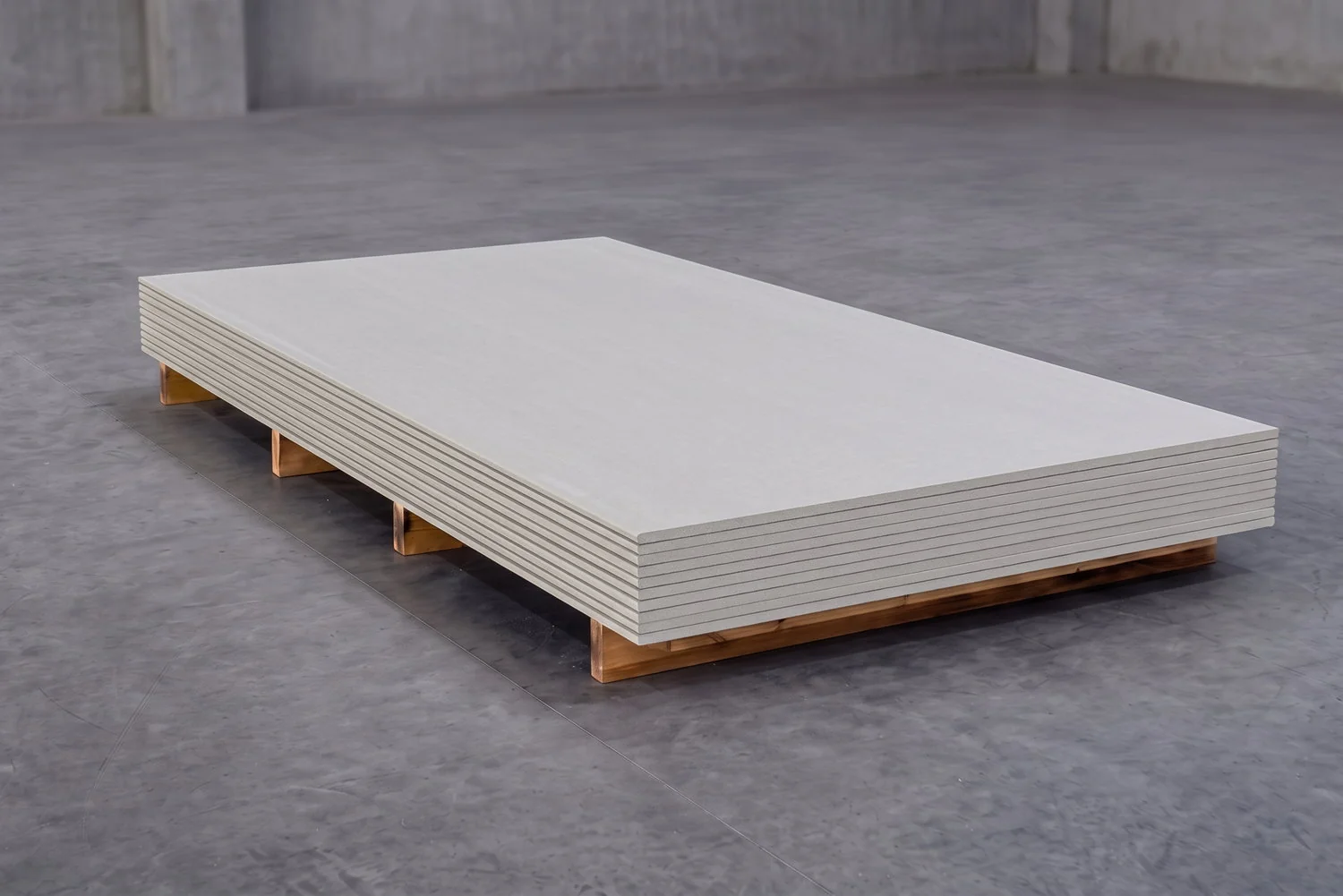 Floor boards palletized in the warehouse