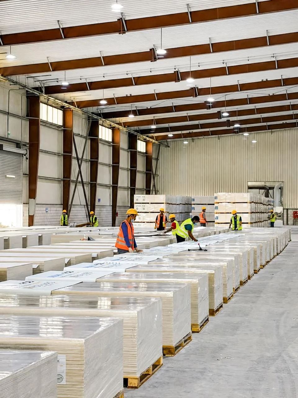 FCB-LINES production team preparing pallets in the dispatch warehouse